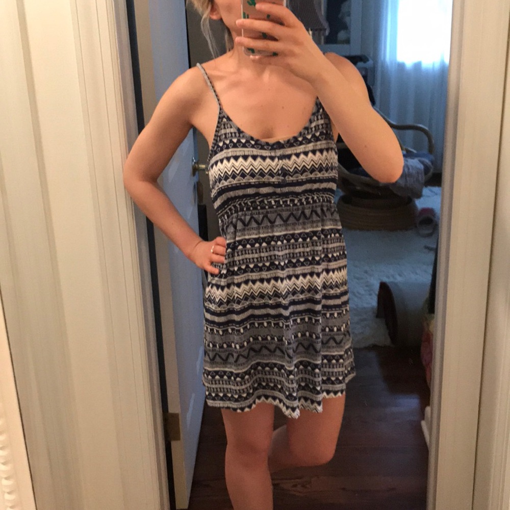 Blue and white tribal print summer dress!